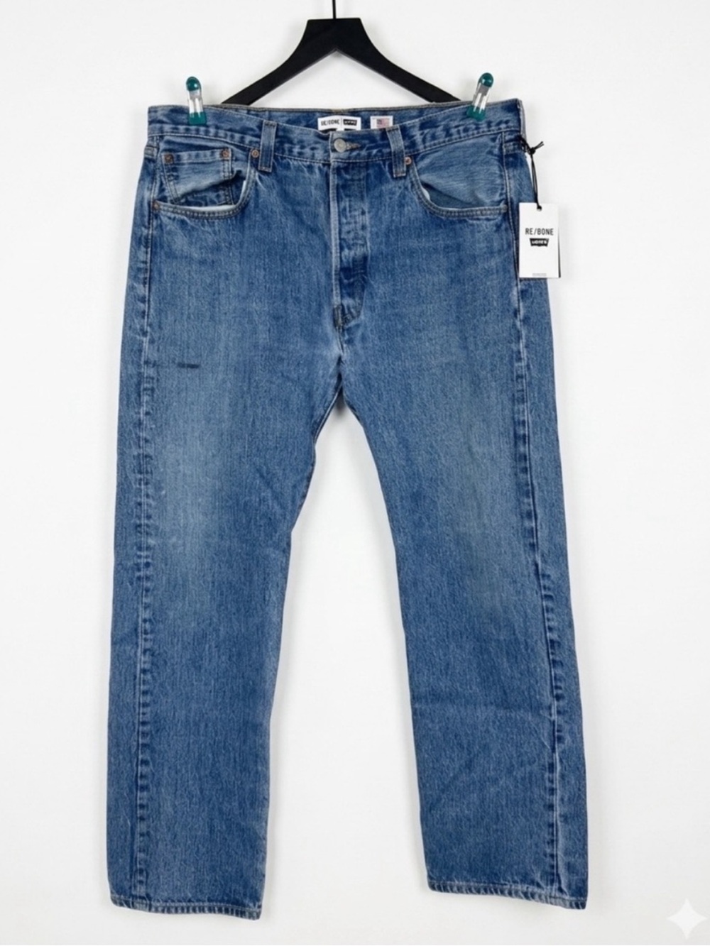 NWT RE/DONE Men’s 1401 Straight Leg Jeans – Worn In Blue